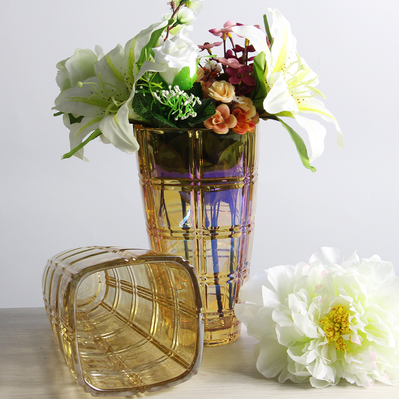 中国サプライヤー売れ筋金メッキガラスの花瓶メーカー
