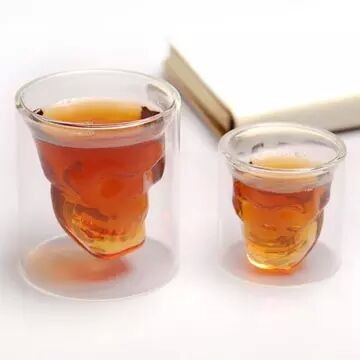 Creative skull glass cup,double walled glass double walled beer glasses supplier