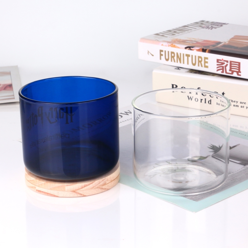 Customized Color Hand Made High Borosilicate Glass Candle Holder Jars For Candle Making