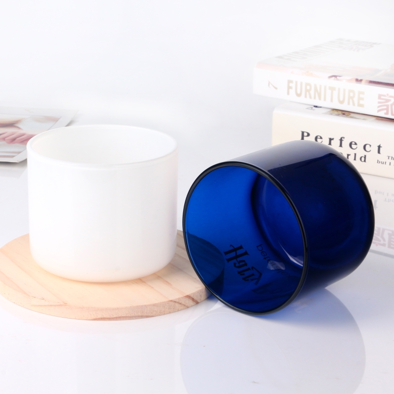 Customized Color Hand Made High Borosilicate Glass Candle Holder Jars For Candle Making