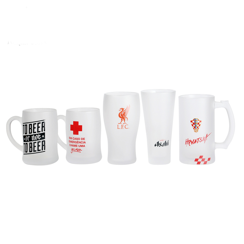 Frosted blank 16 oz 13oz sublimation glass beer mug with logo