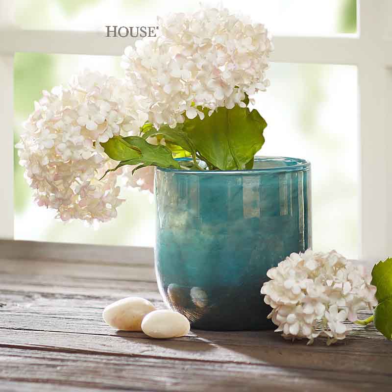 Glass bowl vase blue vases for wedding supplier