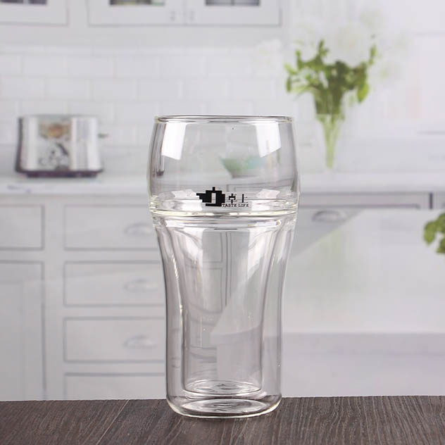 Handmade doppia parete birra bicchieri 10 oz birra vetro borosilicato bicchiere di vino