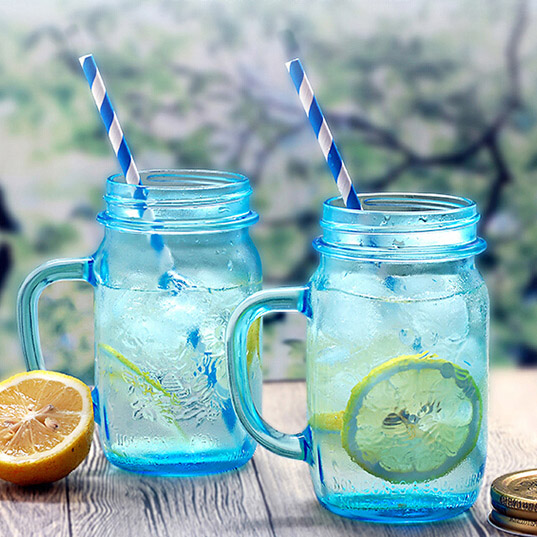 Accueil marchandises mason jar verres 16 oz bleu mason jar conteneurs fournitures
