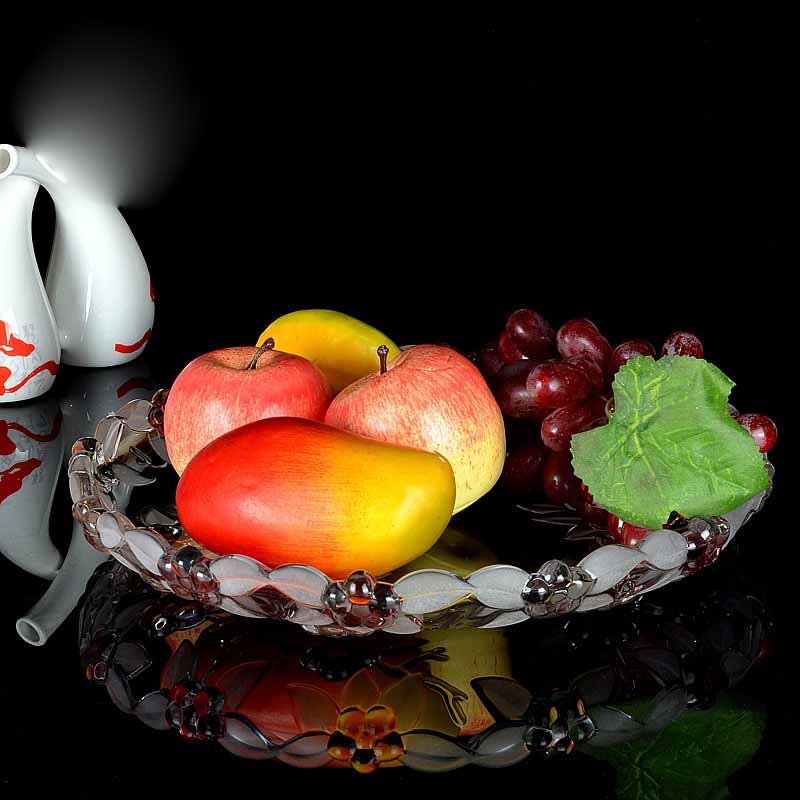 Drucken Blumenglasobstschale nach Hause transparentem Glas Obst Eimer Lieferant