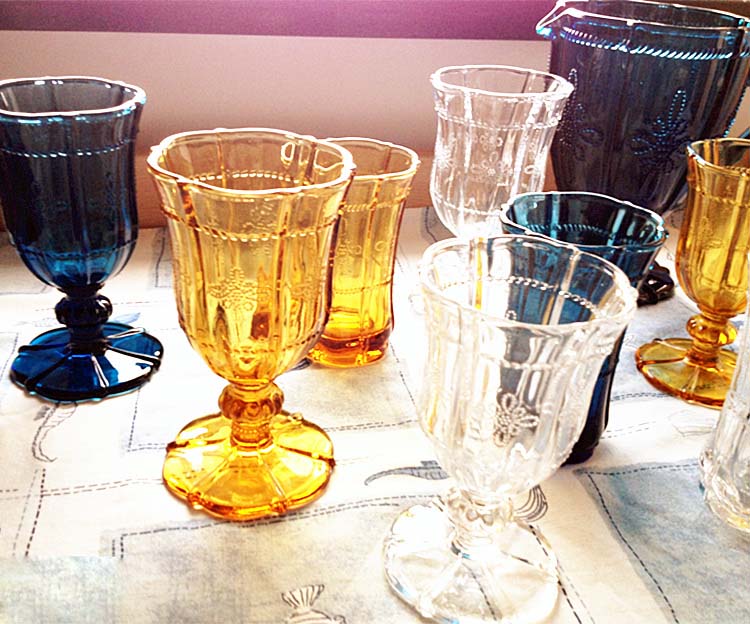 Rétro verres de champagne en verre coloré de flûtes à champagne