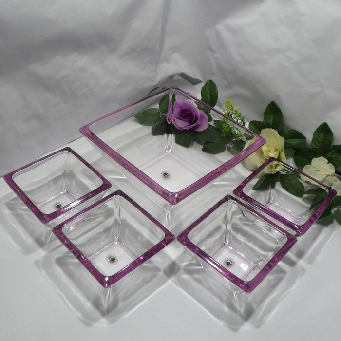 Square glass bowl suits transparent glass fruit plate supplier