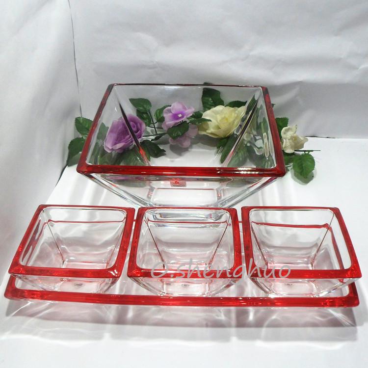 Square glass bowl suits transparent glass fruit plate supplier