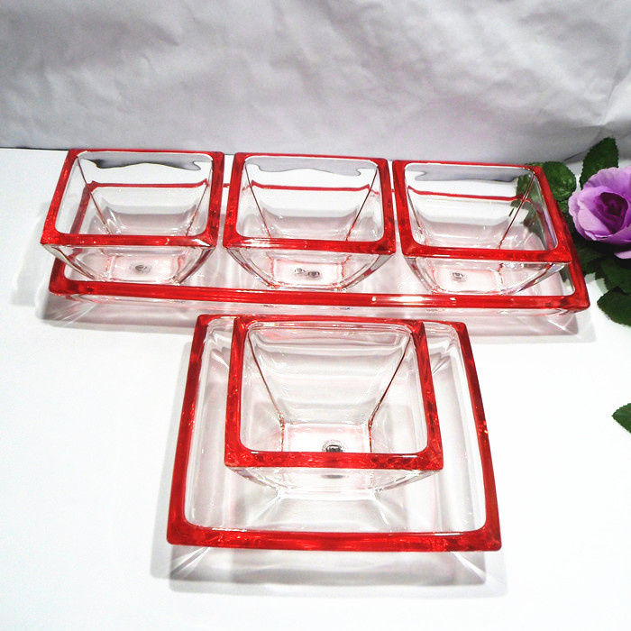 Square glass bowl suits transparent glass fruit plate supplier