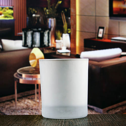 White heat resistant small glass cylinder candle holder