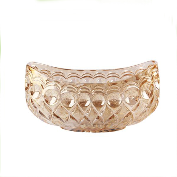 Wholesale electroplated boat shaped glass fruit bowl