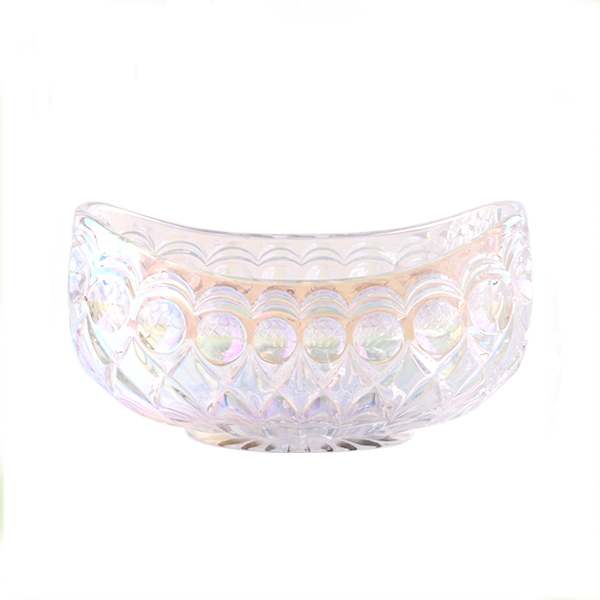 Wholesale electroplated boat shaped glass fruit bowl