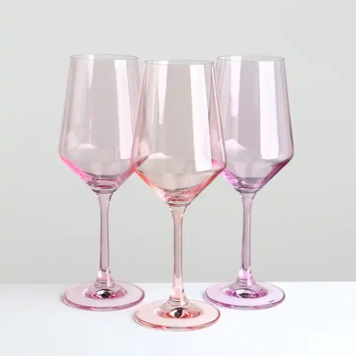 machine made Set of 6 Crystal colored wine Stemware Multi-colored glasses goblet wholesale