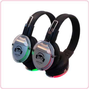 RF-409 2017 nieuw design silent disco hoofdtelefoon met gloeiende LED-verlichting