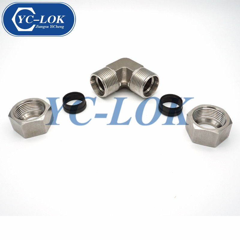 مزدوج الفولاذ المقاوم للصدأ الطويق 304 متري الكوع التجهيزات الهيدروليكية