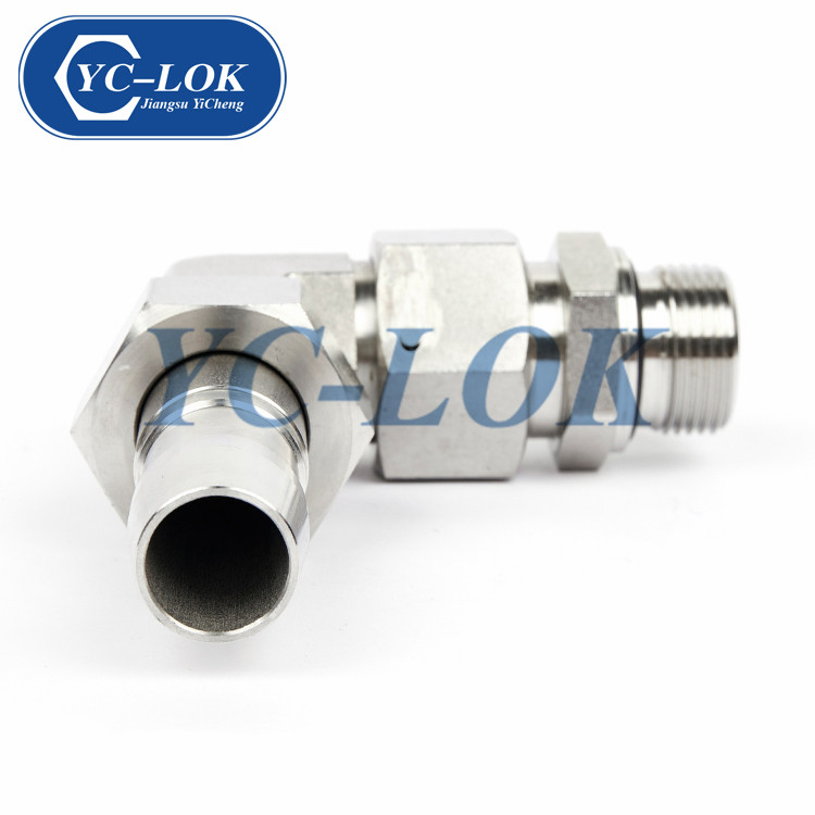 Male Equal Hexagon 90 Degree Swivel Elbow Tube Adapter