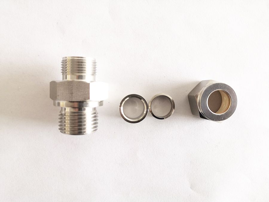 Stainless Steel straight BSPP Male Thread ferrule hydraulic pipe fitting
