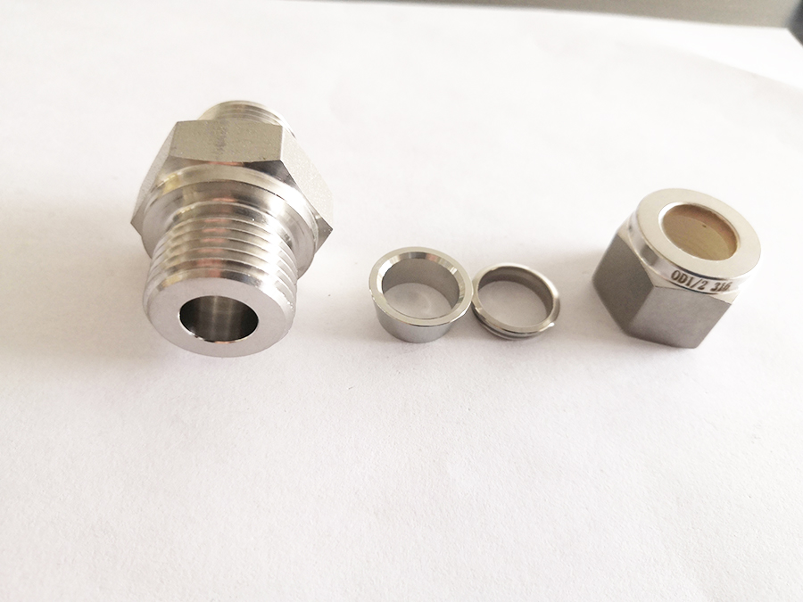 Stainless Steel straight BSPP Male Thread ferrule hydraulic pipe fitting
