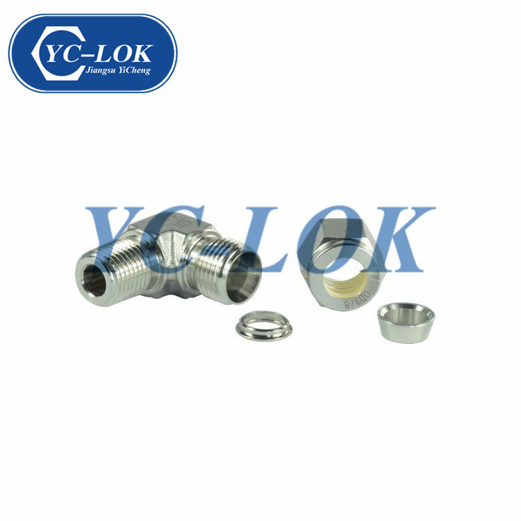 Twin Ferrule SS 316 OD 3 /8 - 1/4 NPT Male Elbow Connector Tube Fitting