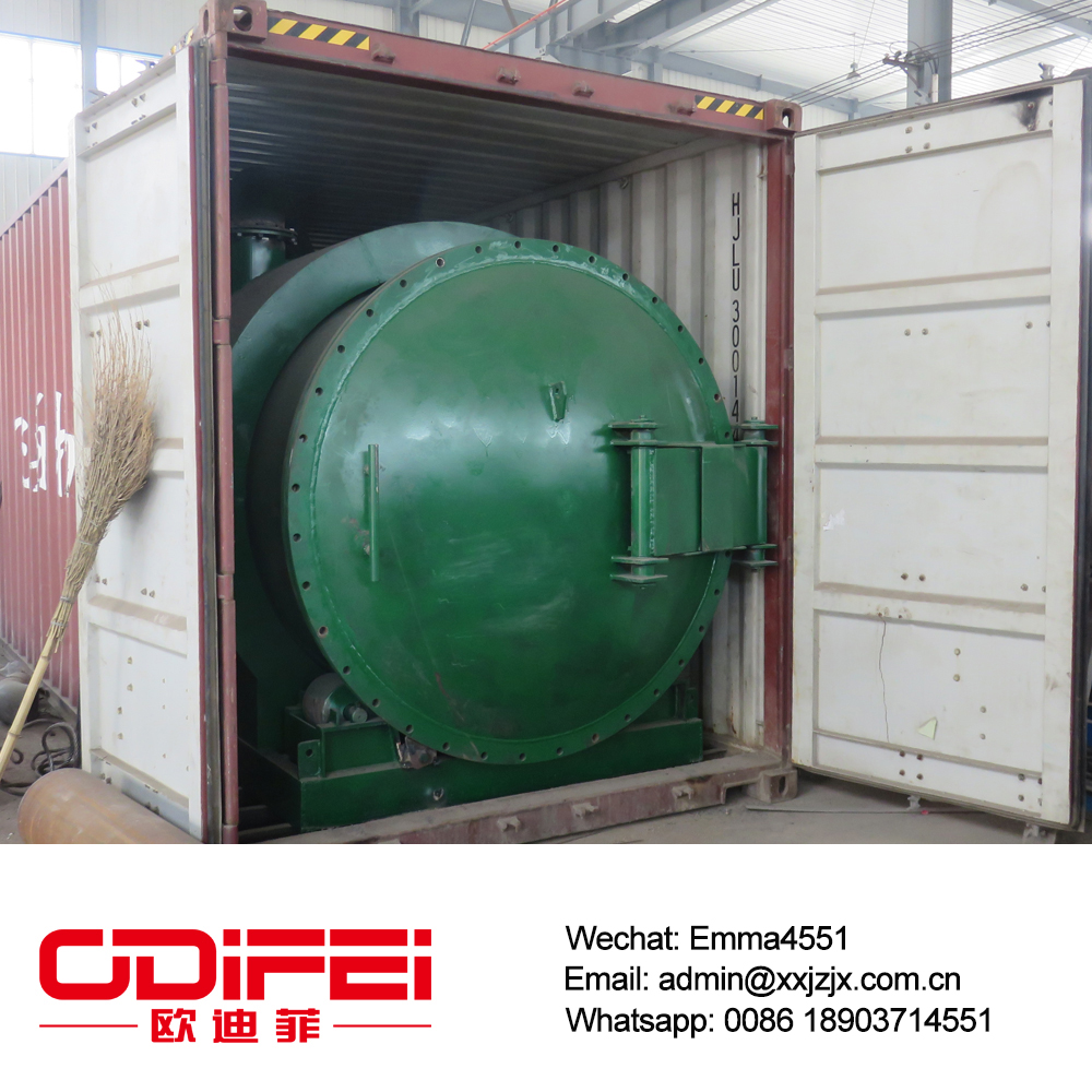 Batch type waste tire recycling