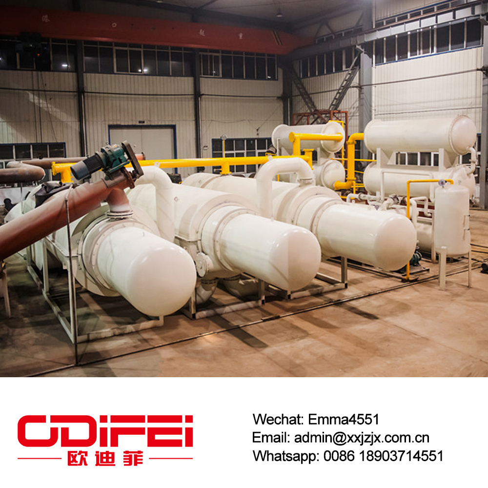 Fully continuous waste tyre pyrolysis machinery plant converted into fuel oil