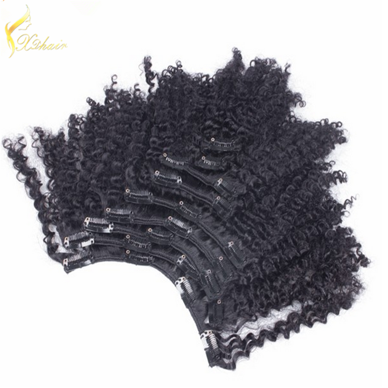 100% Brazilian Virgin 6a Grade Remy Human Hair Afro Kinky Curly Clip In Hair Extensions Clip Ins Weave