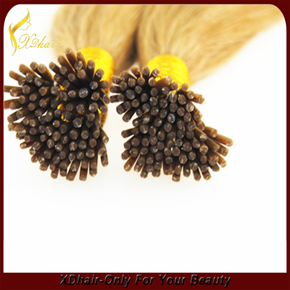 100ストランド14 '' 16 '' 18 '20' 22 '24inchケラチン私は髪をまっすぐに先端チップヘアエクステンション本当の髪を固執