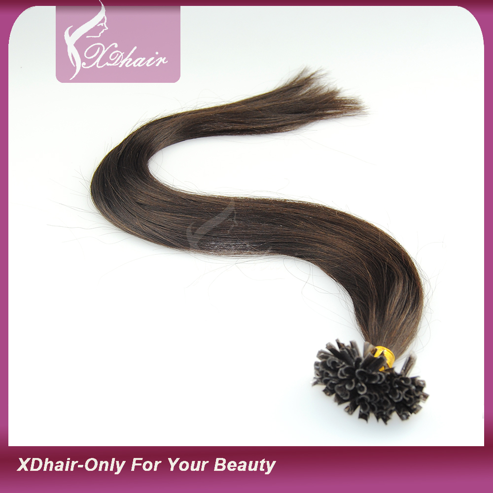 100% Virgin Brazilian Human Hair Extensions Nail U tip Hair Extension Pre-bonded Hair Italy Keratin