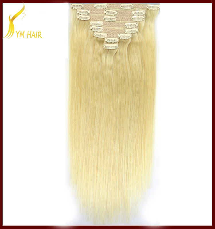 100% european human hair full head straight clip in remy hair extensions 7 piece