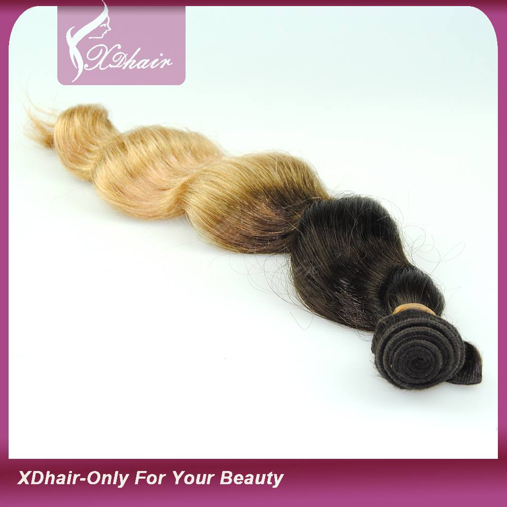 2015 Hot Fashionable Colored Two Tone Hair Weave Body Wave Human Hair Weft Extensions Ombre Brazilian Hair Bundles