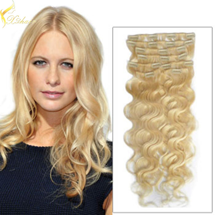 2016 Best sale new arrival luxury good feedback honey blonde clip in extensions