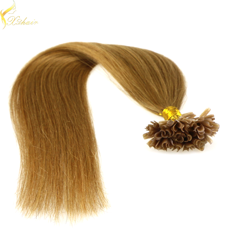 2016 double drawn unprocessed remy grey fusion hair extensions