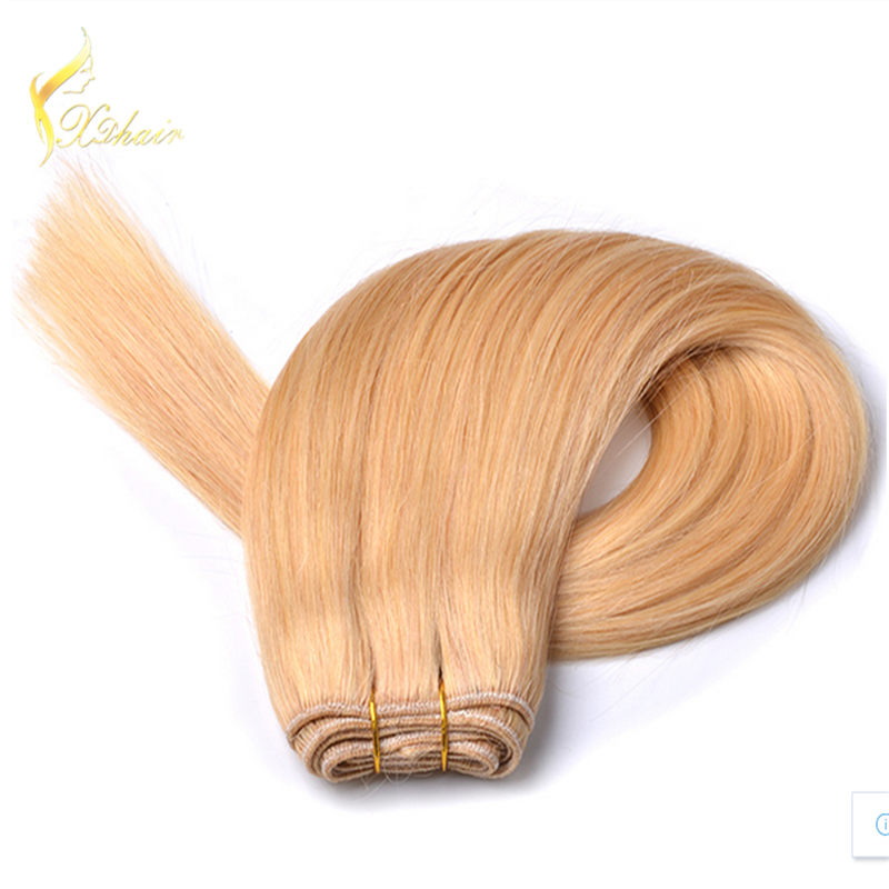 Wholesale cheap grade 7A unprocessed human hair weft bundles 100% brazilian hair weft blonde color