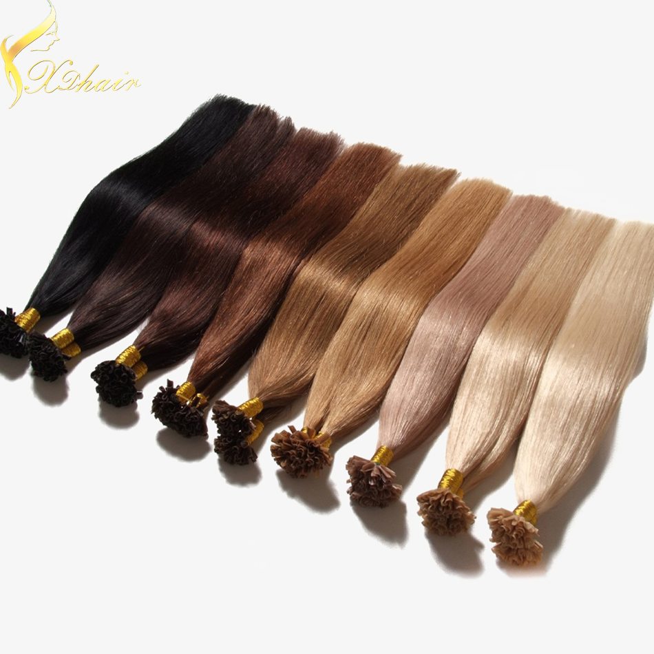 2016 top quality double drawn 100% virgin remy U tip keratin prebonded hair extension