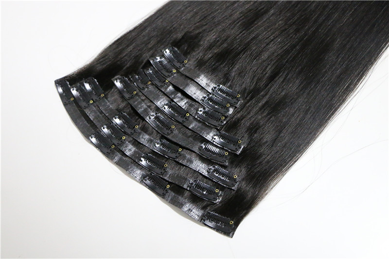 7pcs double weft double drawn Clip in remy human hair extensions for women