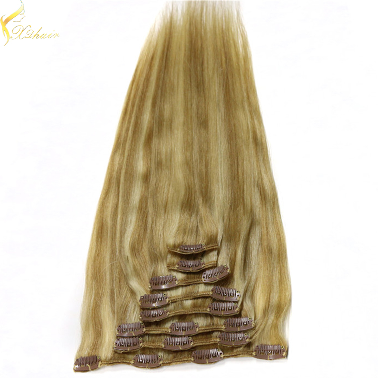 Alibaba China Free Shipping cheap 100% human hair clip in hair extension
