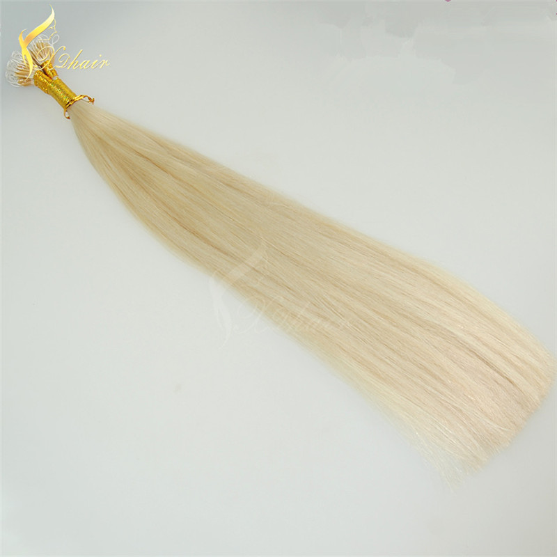 Alibaba wholesale High Quality #613 Virgin Remy 100% Brazilian Human Nano Ring Hair Extensions With Beads