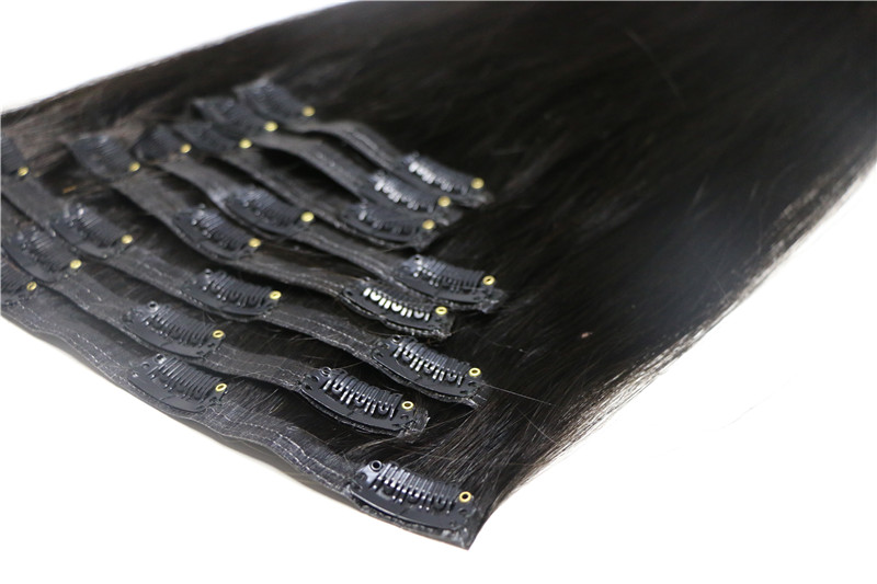 Best Selling Strong Double drawn 18" color light wave virgin human hair clip in colored hair extensions