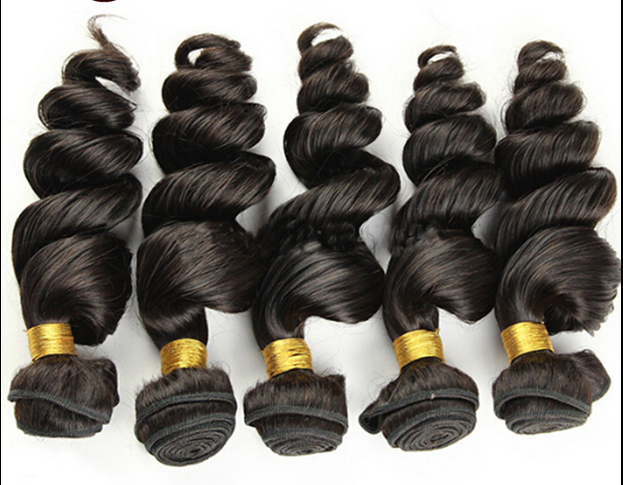 Best quality human hair machine weft natural black body wave curly hair