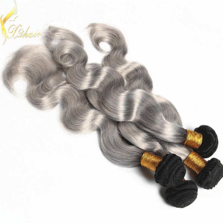 Best quality humanhair weft grey hair 100g bundle virgin remy bext quality hair