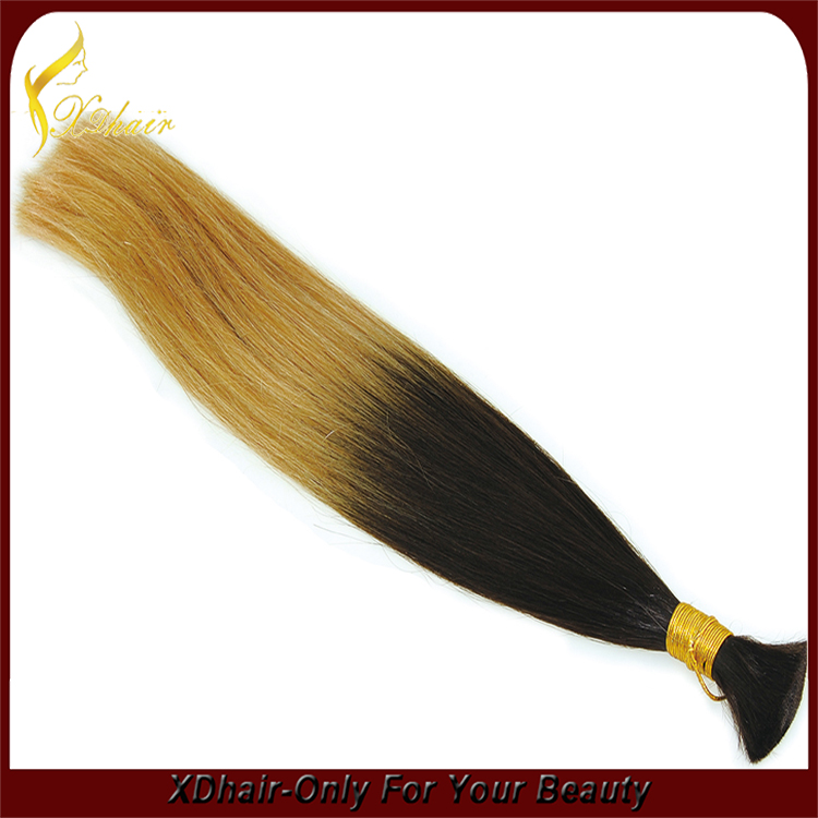 Best selling products cheap 100% unprocessed Brazilian human bulk hair without weft two tone hair bulk extension
