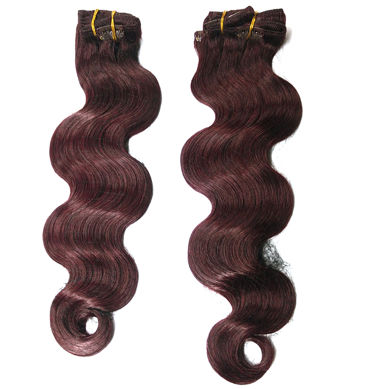 Body wave clip in human hair extension weft machine hair weaving
