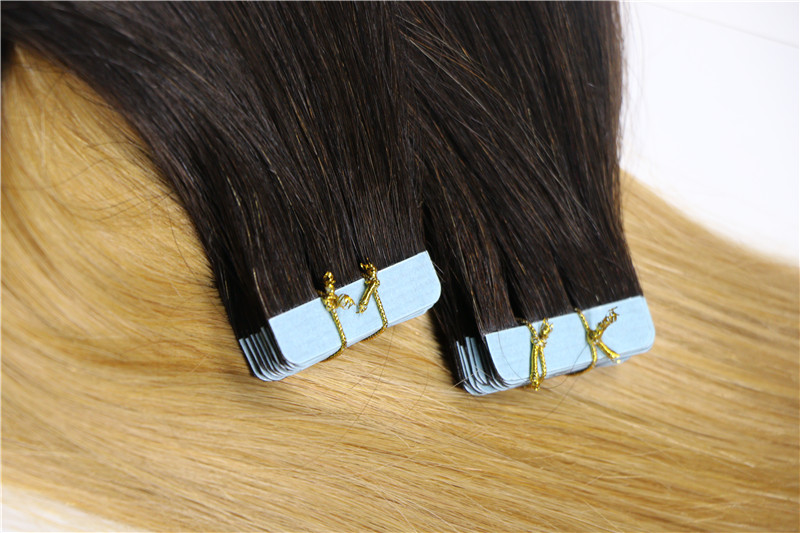 Brazilian Virgin Human Curly skin Hair, two tone color Hair Bundles, Top Quality Tape Hair Extension