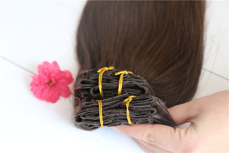 Can be dyed remy hair extension 180 grams 18' clip in no shedding