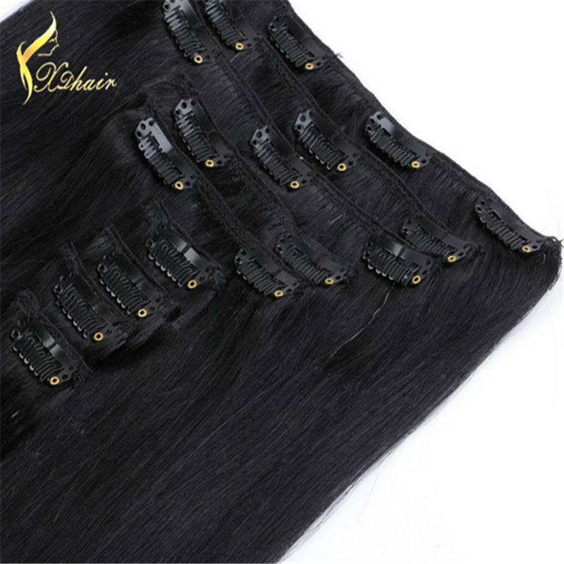 Cheap 100% human hair 100g-200 grams clip in hair extensions full head clip in hair extensions