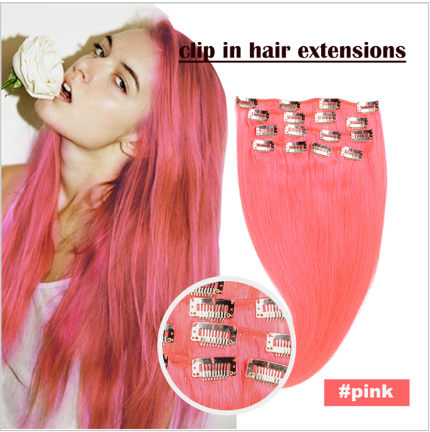 Cheap 100% virgin human hair clip in human hair extensions