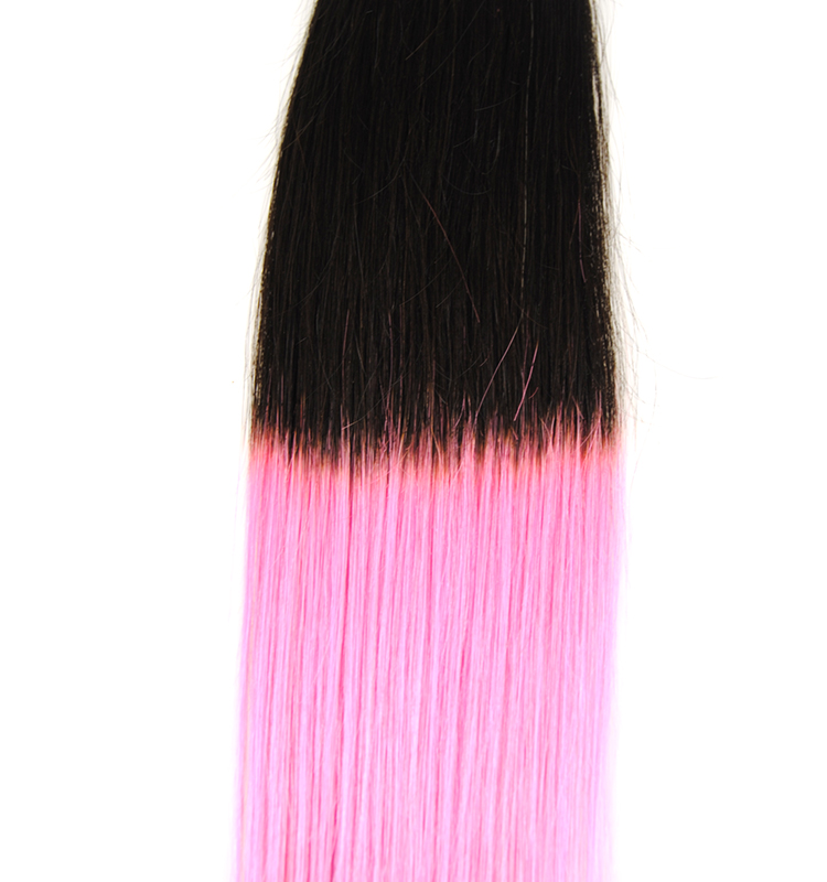 Cheap price human hair bulk peruvian hair extension ombre pink/black hair