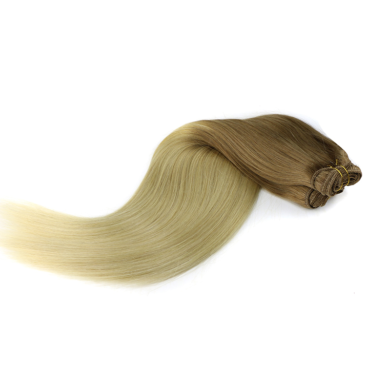 Cheap price shedding free wholesale two tone 8/18 silky straight ombre color weft hair