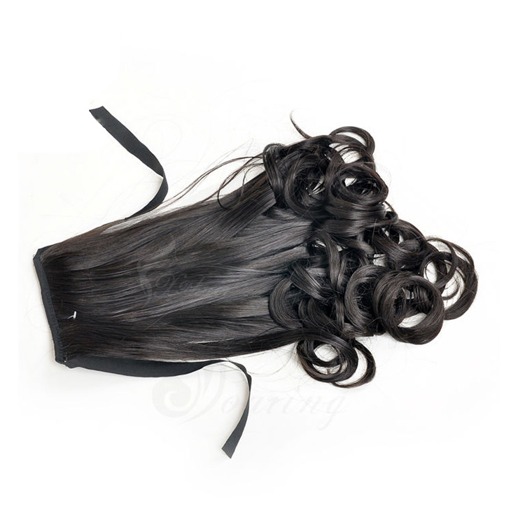 Cheap remy brazilian clip ponytail hair extension for black women