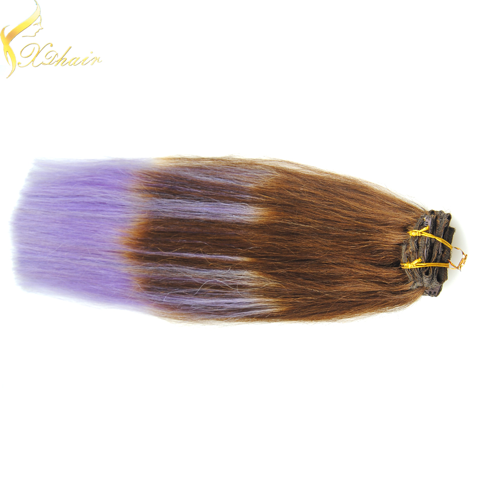 Cheap unproessed straight no tangle & shedding double weft clip in human hair topper remy